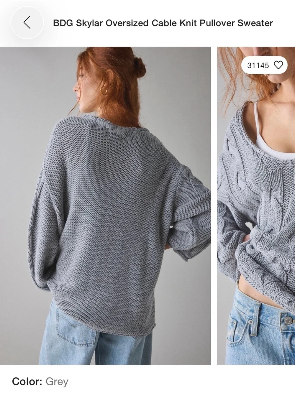 UO BDG Skylar Oversized Cable Knit Pullover Sweater - Size Small - Never Worn - Picture 7 of 8
